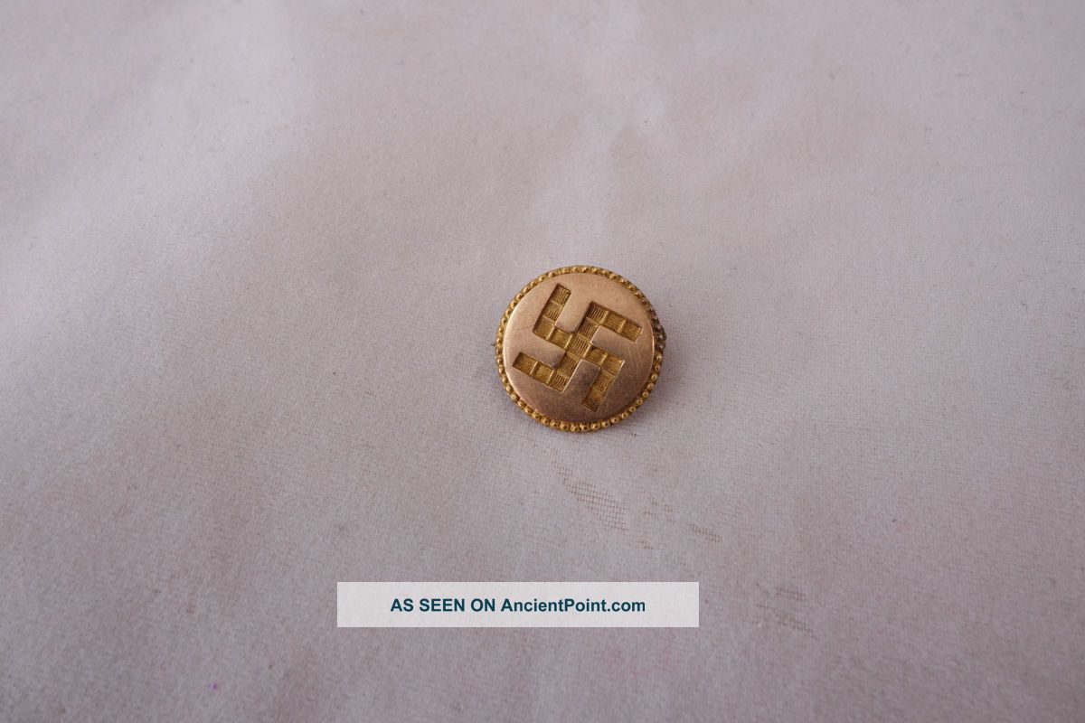 Antique Swastika Good Luck Pin Early 1900s Era Brooch Gold Trivets photo