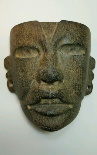 Antique Pre - Columbian Serpentine Olmecoid Mask photo