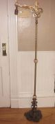 Xlnt Antique Victorian Polished Brass Bridge Arm Floor Lamp Onyx Spacers Lamps photo 8
