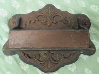 Antique Wood Letter Holder Wall Hanging Very Ornate photo