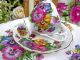 Queen Anne Tea Cup And Saucer & Cake Plate Spring Melody Pansy Teacup Cups & Saucers photo 5