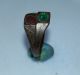 Old Antique Medieval Bronze Finger Ring With Green And Red Colored Glass (ap26) Roman photo 1