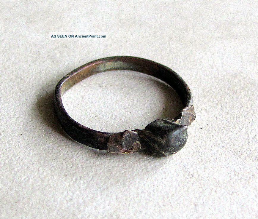Old Roman Bronze Women Engagement Ring Holy Land Region Roman photo