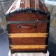 Antique Vintage Steamer Trunk Chest Dome Top Leather Trunk With Tray 1800-1899 photo 4