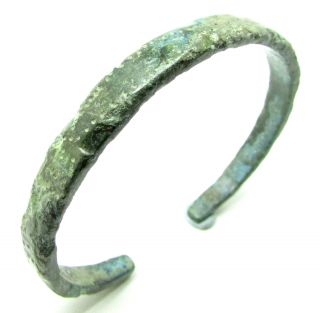 Scarce Authentic Viking Bronze Bracelet - Snake Head Terminals - Ad 1000 - Z68 photo