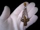 Magnificent Antique 1800s.  Gilt Silver Jewelry Cross Pendant W/ Chains, Byzantine photo 4