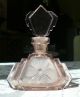 Pretty Pink Vintage Czechoslovakian Cut Glass Perfume Bottle Etched Daisy Perfume Bottles photo 2