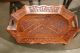 Vintage Antique Wood Carved Serving Tray Raised Sides Trays photo 2