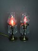Pair Vintage 1930s Etched Shade Luster Boudoir Table Lamp Crystal Prisms - Norsv Lamps photo 4