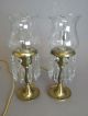 Pair Vintage 1930s Etched Shade Luster Boudoir Table Lamp Crystal Prisms - Norsv Lamps photo 5