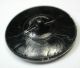Med Sz Antique Black Glass Button W Silver Luster Fancy Triad Design Buttons photo 1