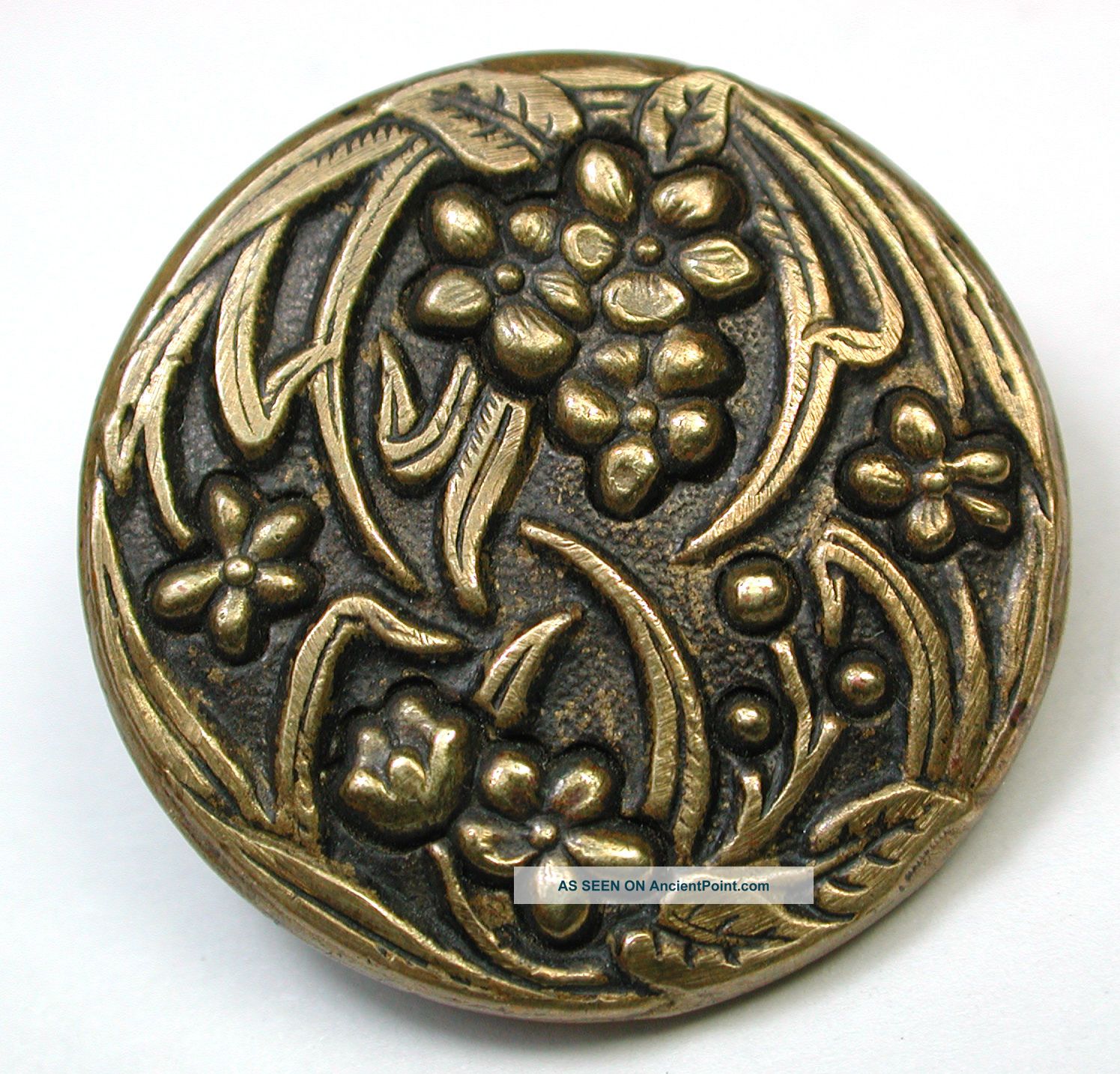 Antique Brass Button Art Nouveau Floral Clusters - Lovely 1 Inch Buttons photo