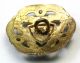 Antique Button Stamped & Pierced Brass W/ Enamel Center W Foil Flower Under Buttons photo 1