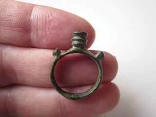 Top - Ancient Roman Period Bronze Ring.  A Very Rare Form photo