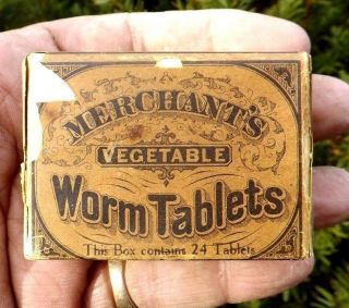 Fantastic 1871 Dated Package Merchants Worm Tablets Cond photo