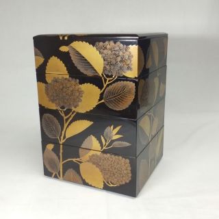 F472: Real Old Japanese Lacquer Ware Tiered Food Boxes Jubako W/togidashi - Makie. photo