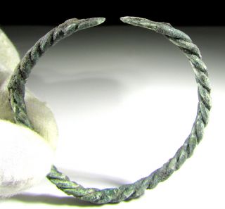 Rare Viking Bronze Twisted Type Bracelet - Very Well Preserved Artifact - Ii31 photo