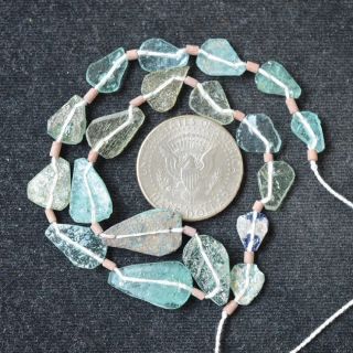 Ancient Roman Glass Beads 1 Medium Strand Aqua Green 100 - 200 Bc 400 photo