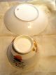 Antique English Pearlware Pottery Handless Tea Cup & Saucer Garden Scene C1820 Cups & Saucers photo 5
