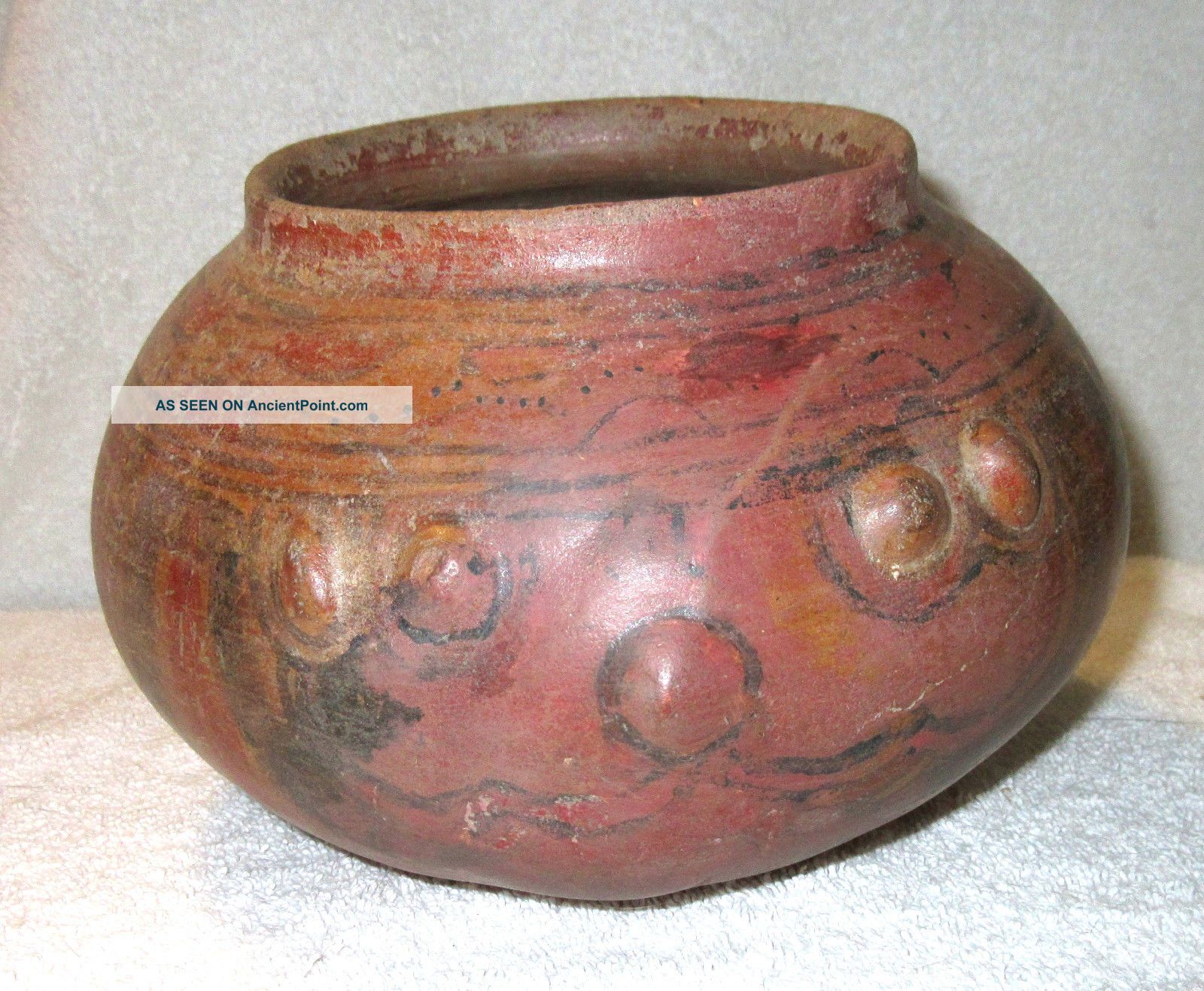 Large Pre Columbian Jicote Polychrome Noded Face Pot From Costa Rica,  Nicoya The Americas photo