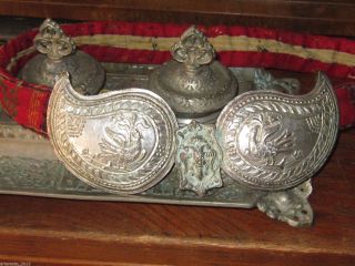 Antique Rare Hand - Hammered Silver Belt Buckle - Birds - Ottoman Empire 19c. photo