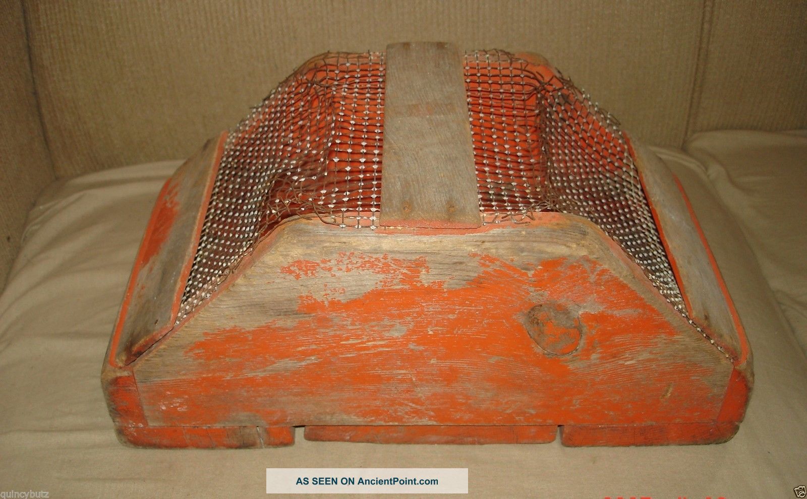 Aafa Antique Primitive Minnow Bait Trap Box Gr8 Salmon Bittersweet Paint Primitives photo
