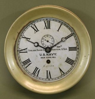 Antique Chelsea No.  1 Brass,  Wwi,  U.  S.  Navy Ships Deck Clock.  Nr photo