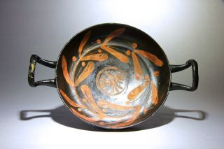 Ancient Greek Apulian Leafs Decorated Kylix 500 - 300 Bc photo