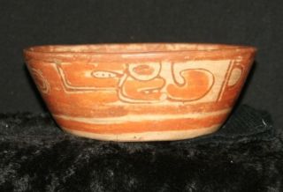 Mayan Polychrome Red Ware Clay Bowl Circa 600 - 800 Ad photo