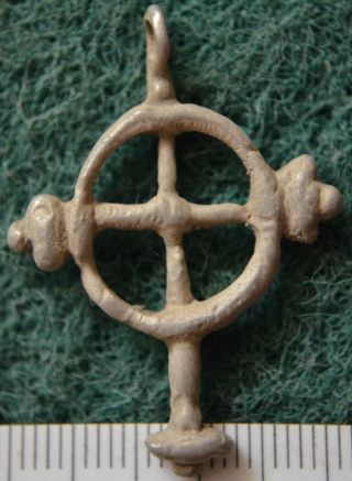 The Vikings.  Ancient Silver Cross Amulet.  Very Rare Pendant,  Circa 1000 Ad. photo