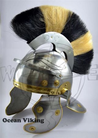 Roman Centurion Helmet W/ Plume Medieval Colletible Roman Helmet Replica Armer photo