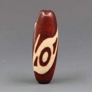 100 Natural Bird Head & 2 Eyes Tibet Agate Old Dzi Bead Amulet For Gift 00054 photo