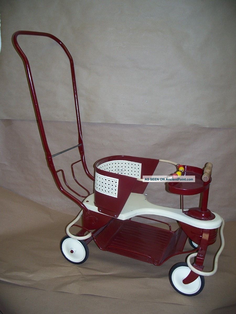 Vintage 1950s Taylor Tot Baby Stroller Buggy Restored And Painted.  Red White Nr Baby Carriages & Buggies photo
