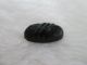 Antique Grooved Oval Black Glass Leo Popper Button 5/8 