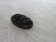 Antique Grooved Oval Black Glass Leo Popper Button 5/8 