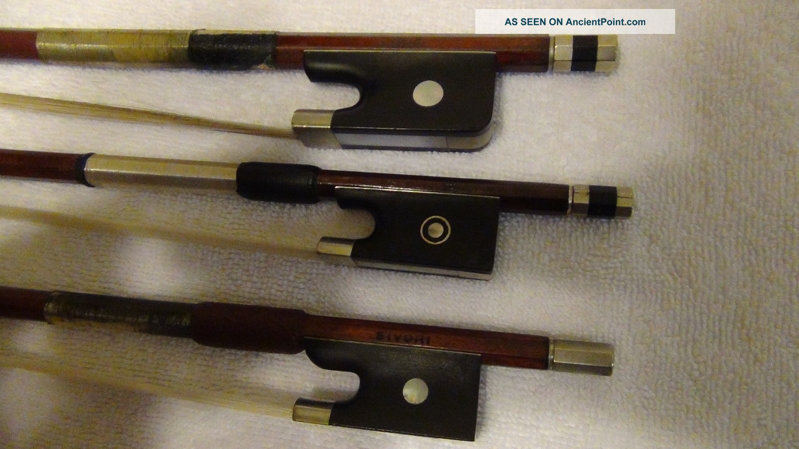 Violin & Cello Bows,  (3) Otto Wunderlich,  K.  Moller,  Sivori String photo