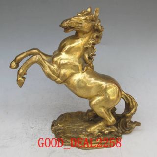 Chinese Brass Carved Horse Statue photo