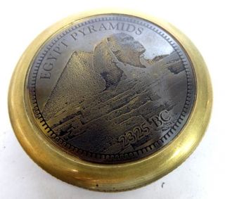Vintage Style Antique Brass 3 Inch Egypt Piramids Compass For Gift Dl photo