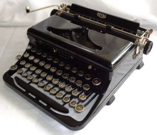 Vintage Royal Touch Control 1930’s Model O Glass Keys Portable Typewriter & Case photo