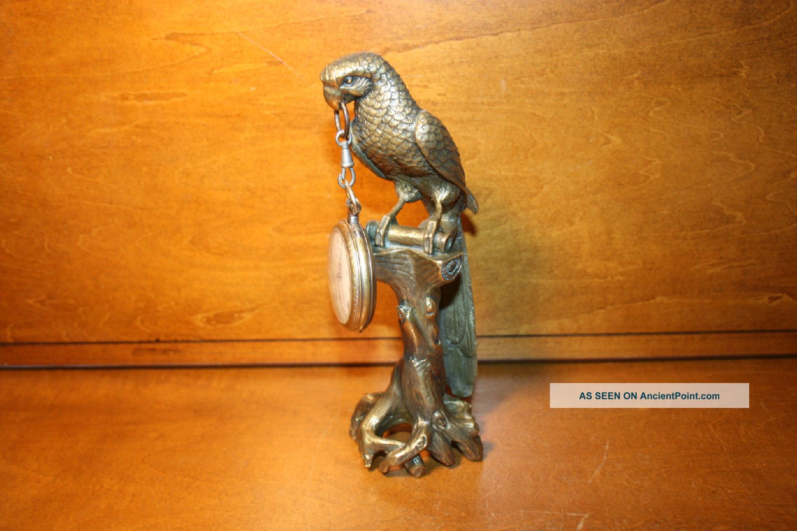 Rare Antique Bronze Parrot Macaw Pocket Watch Holder Stand Display France 1800,  S Metalware photo