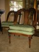 Antique French Chairs Cane Back Inlaid Walnut Pair Heart 1900-1950 photo 2