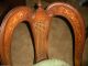 Antique French Chairs Cane Back Inlaid Walnut Pair Heart 1900-1950 photo 4