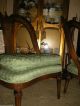 Antique French Chairs Cane Back Inlaid Walnut Pair Heart 1900-1950 photo 8