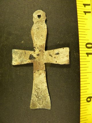 Excavated Trade Silver Cross 1820 Hbc Beaver Mark Found Near Lake Huron photo