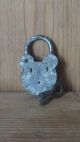 French Vintage Small Galvanised Metal Padlock & Key Locks & Keys photo 4