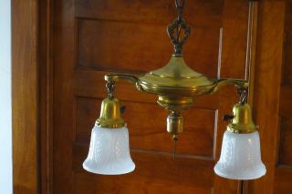 Antique Brass Chandelier Ceiling Light Fixture photo