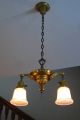 Antique Brass Chandelier Ceiling Light Fixture Chandeliers, Fixtures, Sconces photo 2