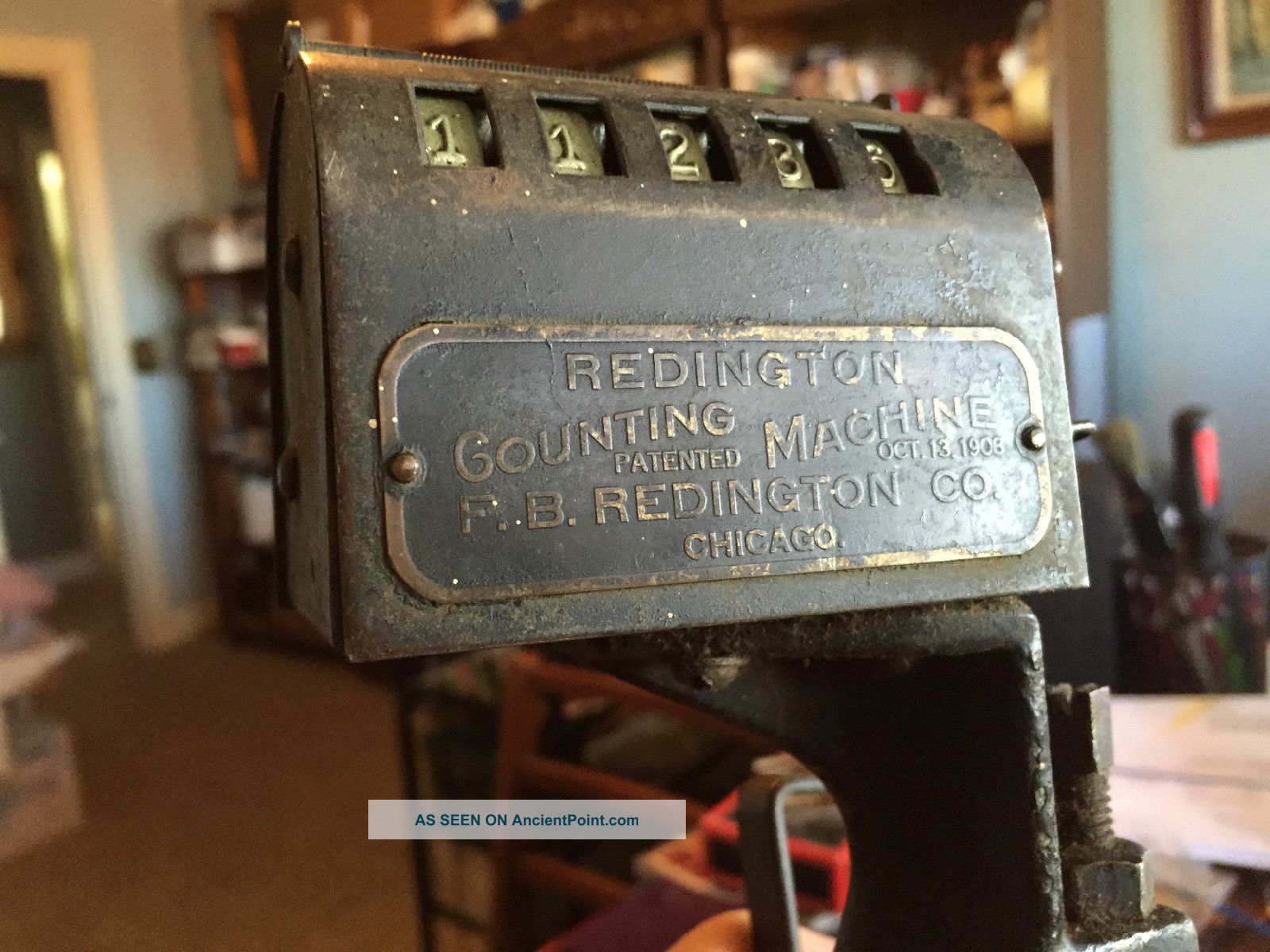 Redington Counting Machine,  Chicago,  Oct 13,  1908,  With Mounting Bracket. Cash Register, Adding Machines photo