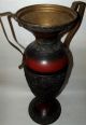 Antique Old French Spelter Garnet Red Egyptian Mummy Vase Phoenician Scarab Urn Victorian photo 5