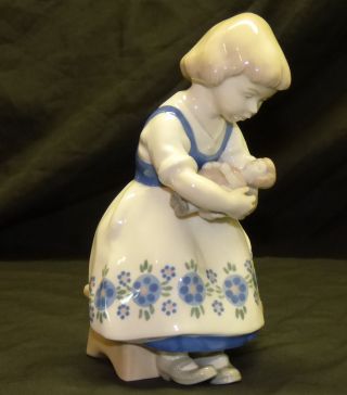 Vintage Old Lippelsdorf East Germany Porcelain Girl W/ Doll Figurine 1877 Crown photo